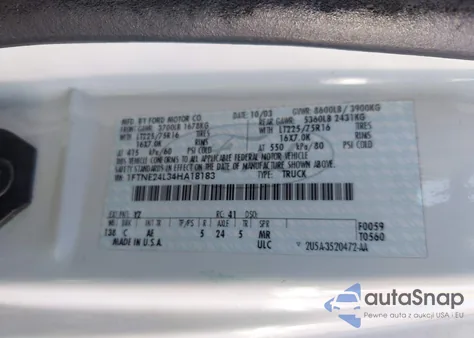 2004 Ford E-250 Commercial/Recreational из США, поврежденный, VIN 1FTNE24L34HA18183